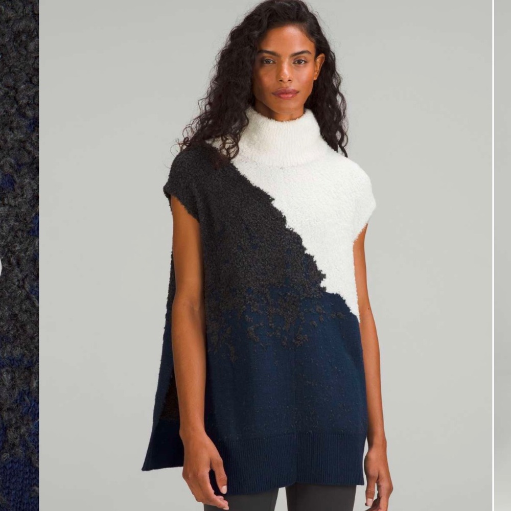Lululemon Ombre Knit Textured Poncho Bone / Mineral Blue / Graphite Grey